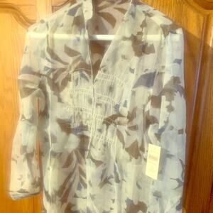 Coldwater Creek sheer faded floral tunic S6-8